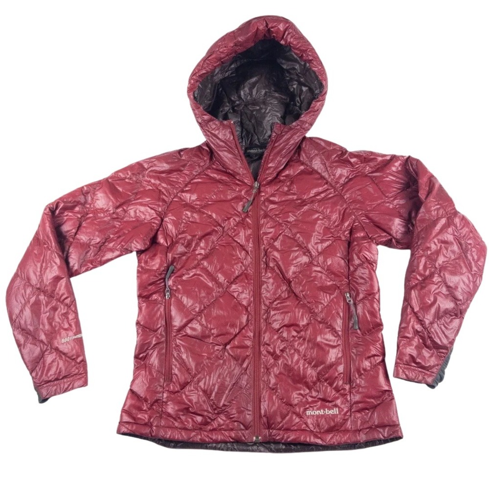 Mont-Bell Superior Down Jacket W Small Red 800FP Hooded Quilted Puffer Gorpcore